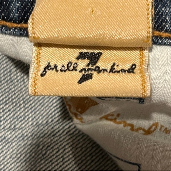 7 For All Mankind Jeans Womens Size 29 Blue Crop Bootcut Denim Rhinestone - Picture 6 of 14